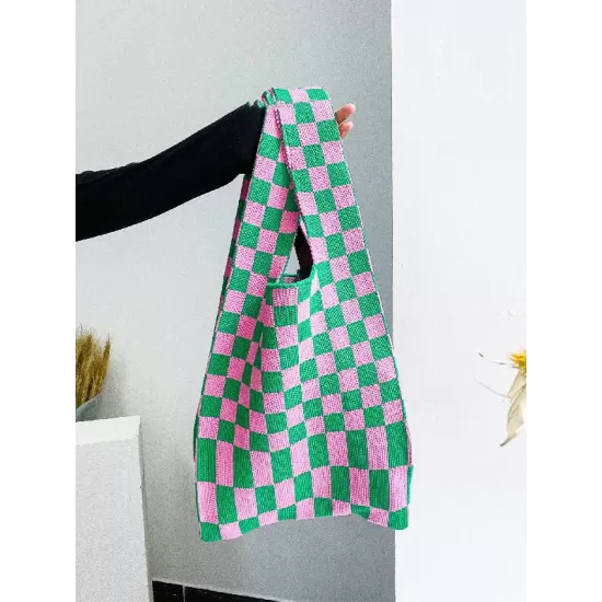 Casual Weave Contrast Color Plaid Bags Accessories Casual Weave Contrast Color Plaid Bags Accessories