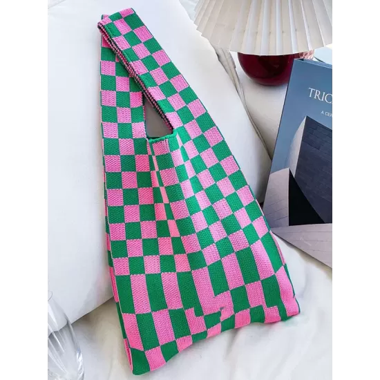 Casual Weave Contrast Color Plaid Bags Accessories Casual Weave Contrast Color Plaid Bags Accessories