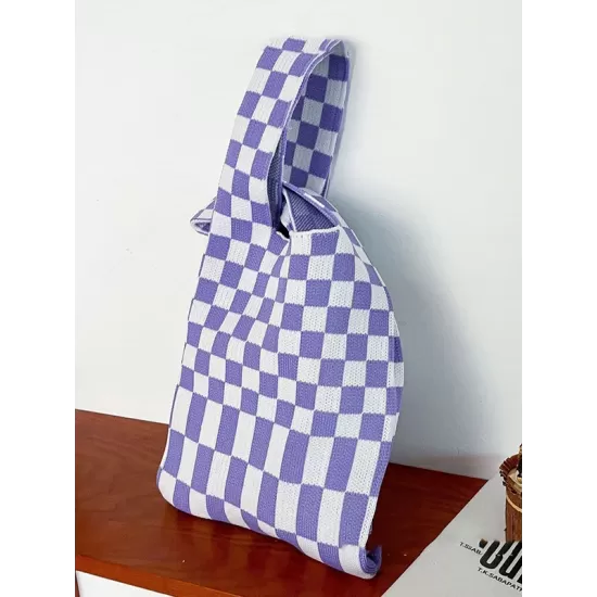 Casual Weave Contrast Color Plaid Bags Accessories Casual Weave Contrast Color Plaid Bags Accessories