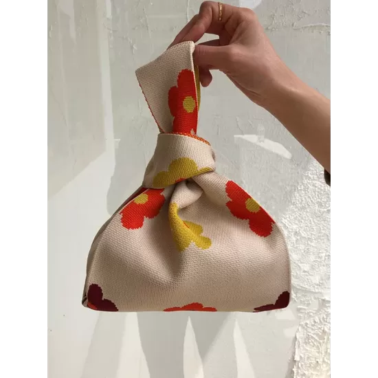 Contrast Color Flower Woven Handbag Contrast Color Flower Woven Handbag