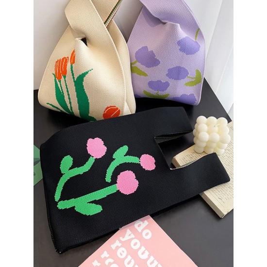 Floral Printed Woven Handbag Bags Accessories Floral Printed Woven Handbag Bags Accessories
