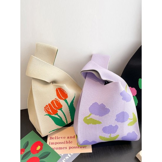 Floral Printed Woven Handbag Bags Accessories Floral Printed Woven Handbag Bags Accessories