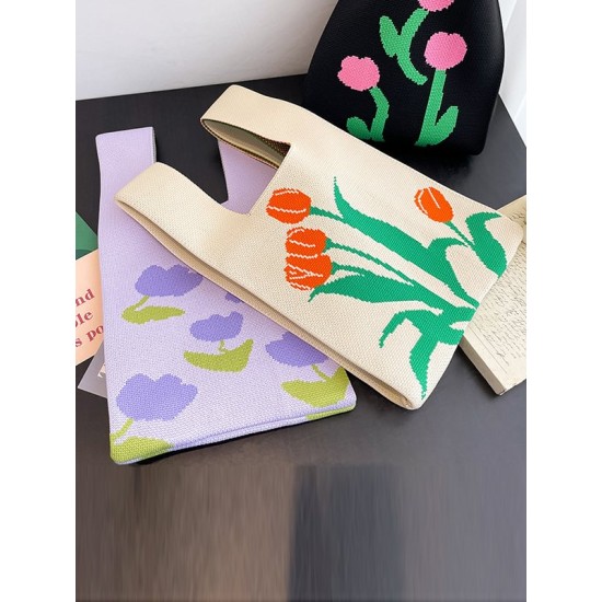 Floral Printed Woven Handbag Bags Accessories Floral Printed Woven Handbag Bags Accessories