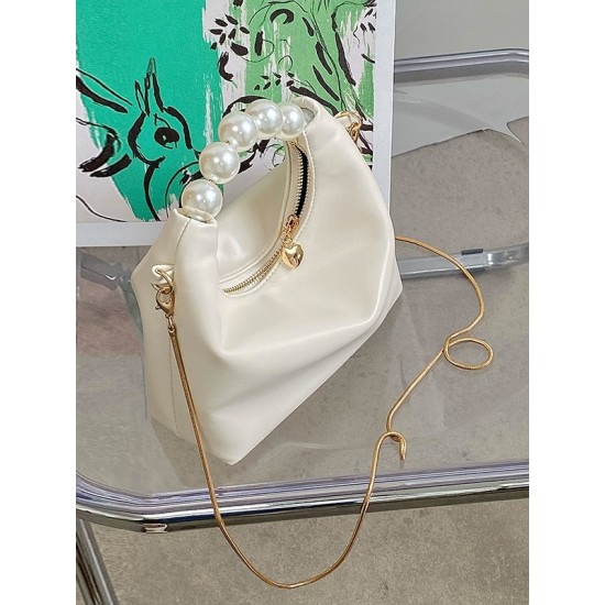 Chains Zipper Pearl Handle The Dumpling Bags Chains Zipper Pearl Handle The Dumpling Bags
