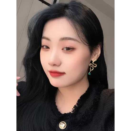 Contrast Color Rhinestone Snake Shape Earrings Accessories Contrast Color Rhinestone Snake Shape Earrings Accessories