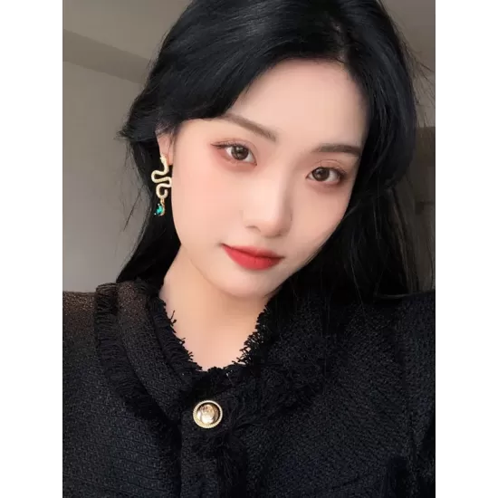 Contrast Color Rhinestone Snake Shape Earrings Accessories Contrast Color Rhinestone Snake Shape Earrings Accessories