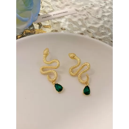 Contrast Color Rhinestone Snake Shape Earrings Accessories Contrast Color Rhinestone Snake Shape Earrings Accessories