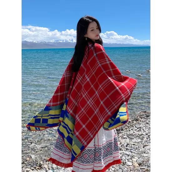 Casual Loose Print Patchwork Shawl&Cloak Casual Loose Print Patchwork Shawl&Cloak