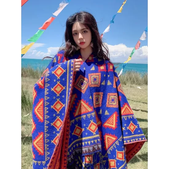Casual Loose Print Patchwork Shawl&Cloak Casual Loose Print Patchwork Shawl&Cloak