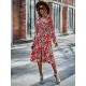 Bohemia Long Sleeves Floral Printed V-Neck Dress Bohemia Long Sleeves Floral Printed V-Neck Dress