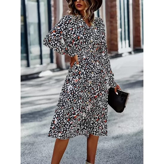 Bohemia Long Sleeves Floral Printed V-Neck Dress Bohemia Long Sleeves Floral Printed V-Neck Dress