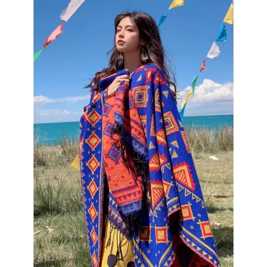 Casual Loose Floral Printed Shawl&Cloak Casual Loose Floral Printed Shawl&Cloak