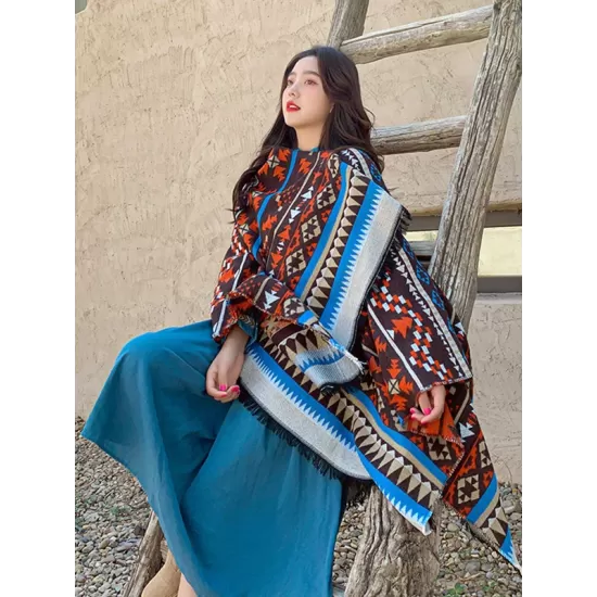 Casual Loose Floral Printed Shawl&Cloak Casual Loose Floral Printed Shawl&Cloak
