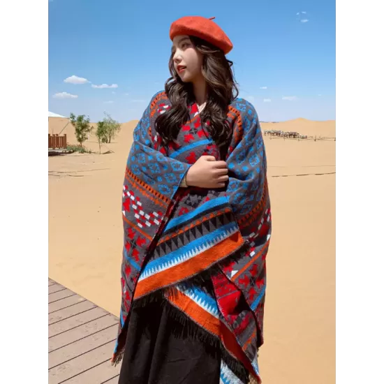 Casual Loose Floral Printed Shawl&Cloak Casual Loose Floral Printed Shawl&Cloak