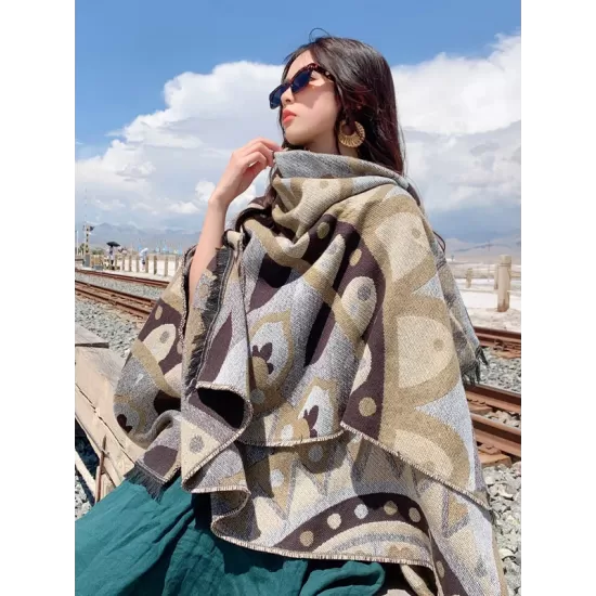 Casual Loose Floral Printed Shawl&Cloak Casual Loose Floral Printed Shawl&Cloak