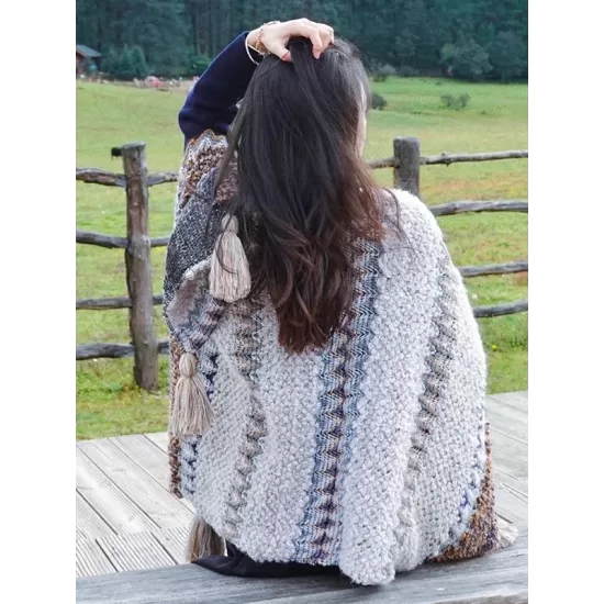 Casual Loose Tasseled Patchwork Shawl&Cloak Casual Loose Tasseled Patchwork Shawl&Cloak