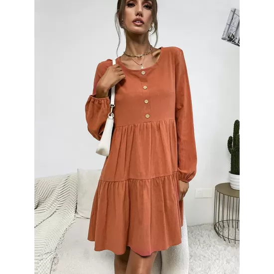 Bohemia Loose Buckle Round-Neck Dress Bohemia Loose Buckle Round-Neck Dress