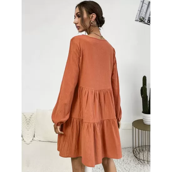 Bohemia Loose Buckle Round-Neck Dress Bohemia Loose Buckle Round-Neck Dress