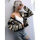 Casual Loose Striped Patchwork V-Neck Cardigan Top Casual Loose Striped Patchwork V-Neck Cardigan Top