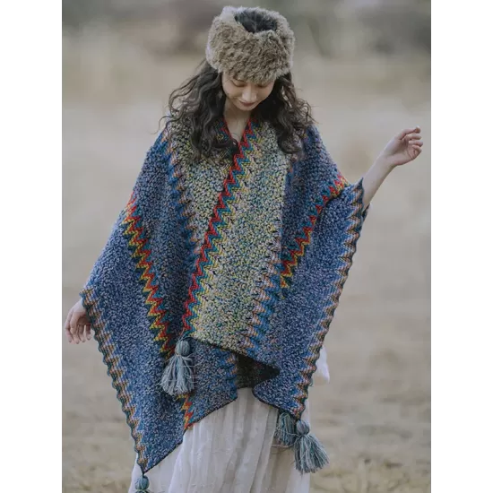 Casual Loose Tasseled Patchwork Shawl&Cloak Casual Loose Tasseled Patchwork Shawl&Cloak