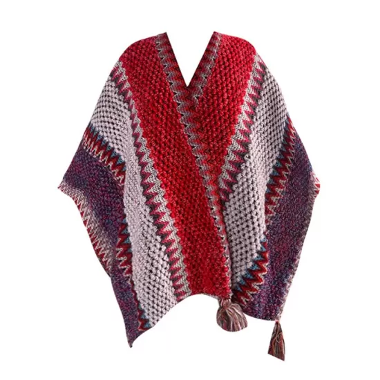 Casual Loose Tasseled Patchwork Shawl&Cloak Casual Loose Tasseled Patchwork Shawl&Cloak