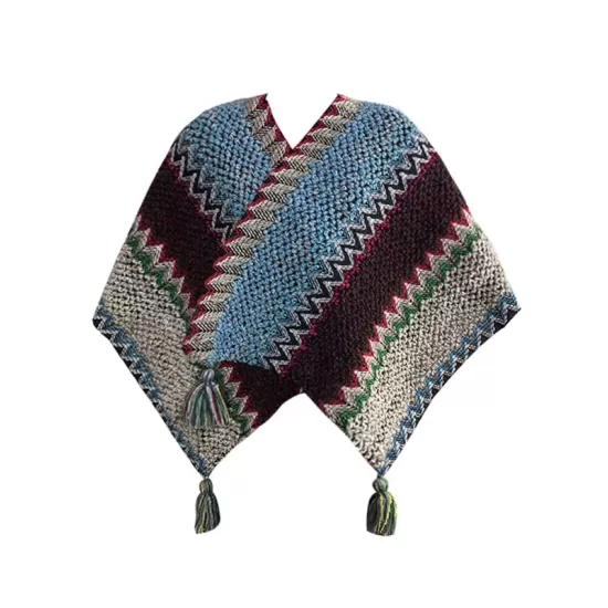 Casual Loose Tasseled Patchwork Shawl&Cloak Casual Loose Tasseled Patchwork Shawl&Cloak