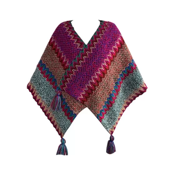 Casual Loose Tasseled Patchwork Shawl&Cloak Casual Loose Tasseled Patchwork Shawl&Cloak