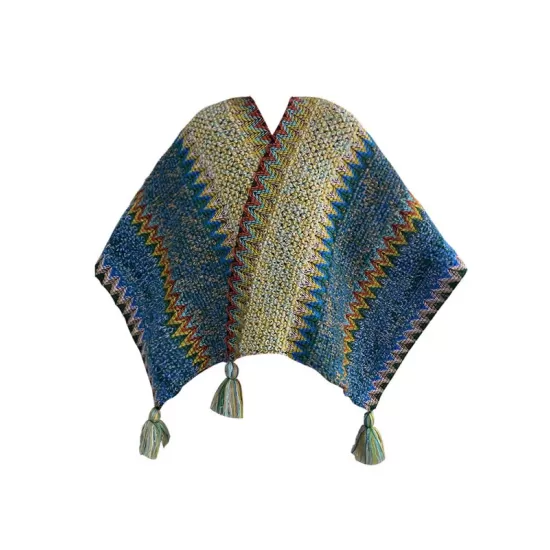 Casual Loose Tasseled Patchwork Shawl&Cloak Casual Loose Tasseled Patchwork Shawl&Cloak