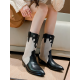 Casual Spike Heels Patchwork Boots Casual Spike Heels Patchwork Boots