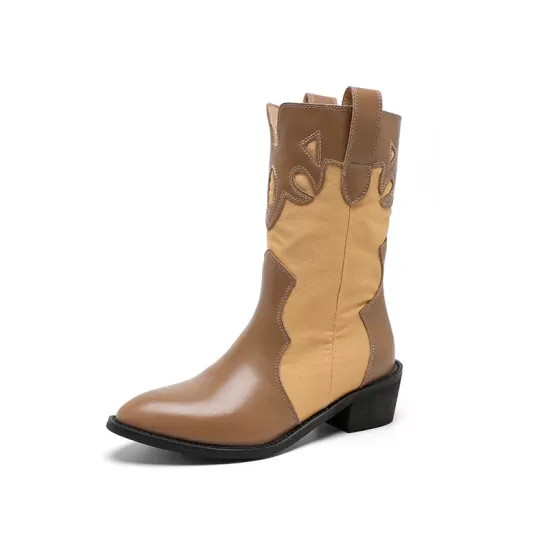 Casual Spike Heels Patchwork Boots Casual Spike Heels Patchwork Boots