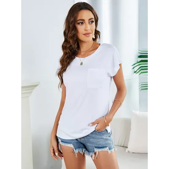 Simple Casual 5 Colors Round-Neck Short Sleeves T-Shirt Top Simple Casual 5 Colors Round-Neck Short Sleeves T-Shirt Top