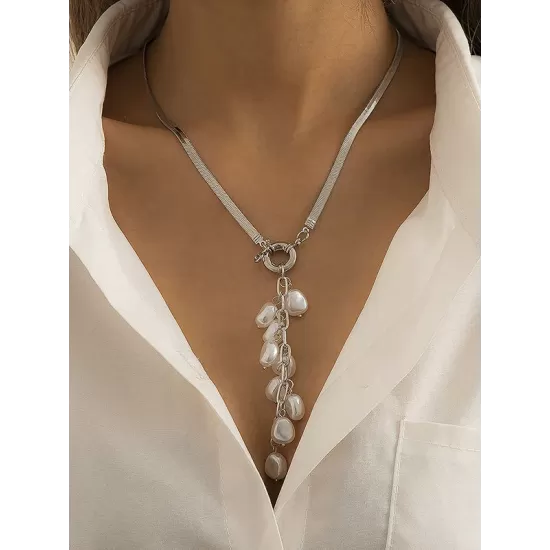 Original Pearl Pendant Geometric Necklace Original Pearl Pendant Geometric Necklace