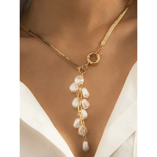 Original Pearl Pendant Geometric Necklace Original Pearl Pendant Geometric Necklace