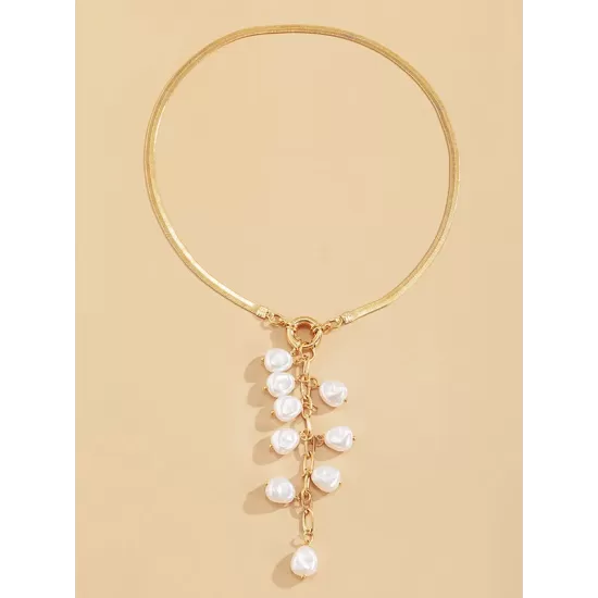Original Pearl Pendant Geometric Necklace Original Pearl Pendant Geometric Necklace