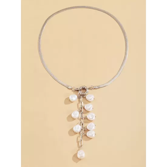 Original Pearl Pendant Geometric Necklace Original Pearl Pendant Geometric Necklace