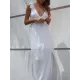 Casual White V-Neck Backless Bow Slit Dress Casual White V-Neck Backless Bow Slit Dress
