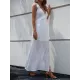 Casual White V-Neck Backless Bow Slit Dress Casual White V-Neck Backless Bow Slit Dress