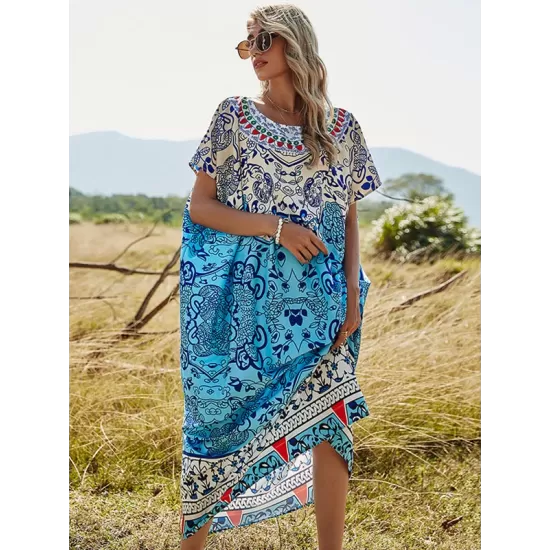 Women's Floral Loose Plus Size Print Dress Women's Floral Loose Plus Size Print Dress