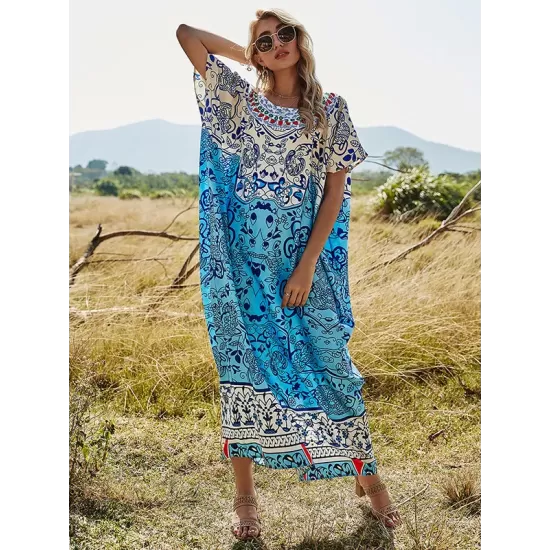 Women's Floral Loose Plus Size Print Dress Women's Floral Loose Plus Size Print Dress