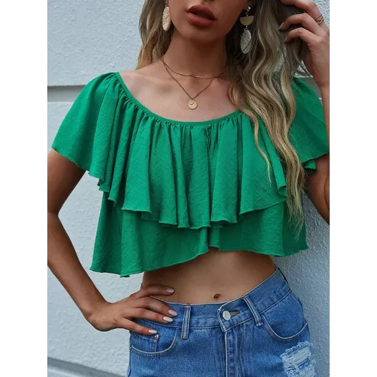 Bohemia Flared Sleeves Solid Color T-Shirt Bohemia Flared Sleeves Solid Color T-Shirt