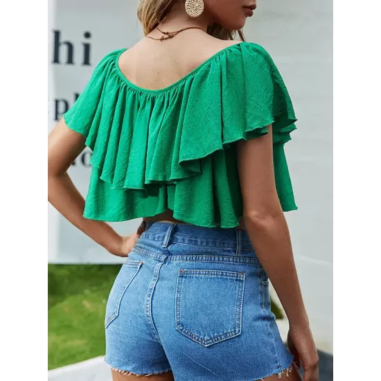 Bohemia Flared Sleeves Solid Color T-Shirt Bohemia Flared Sleeves Solid Color T-Shirt