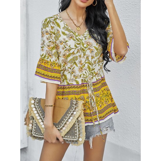 Bohemia Loose Floral Printed T-Shirt Bohemia Loose Floral Printed T-Shirt