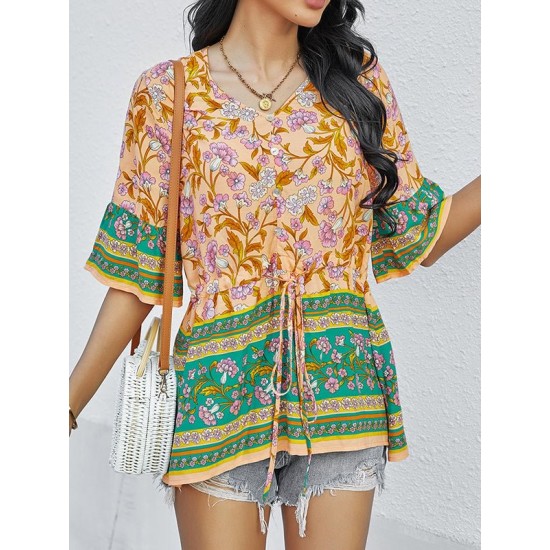 Bohemia Loose Floral Printed T-Shirt Bohemia Loose Floral Printed T-Shirt