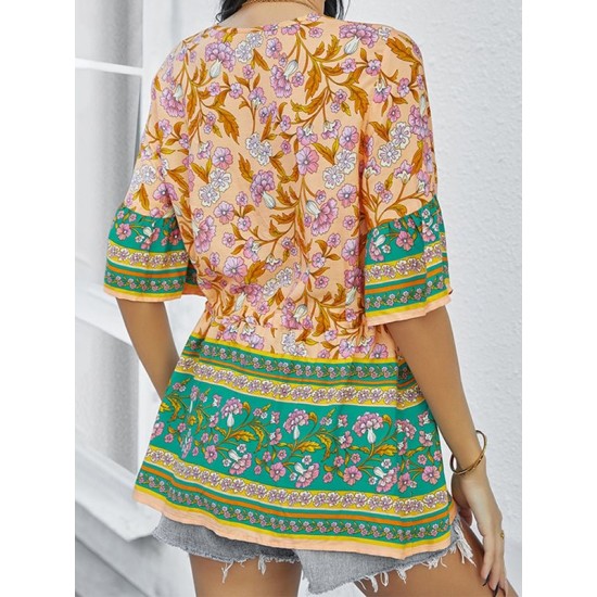 Bohemia Loose Floral Printed T-Shirt Bohemia Loose Floral Printed T-Shirt