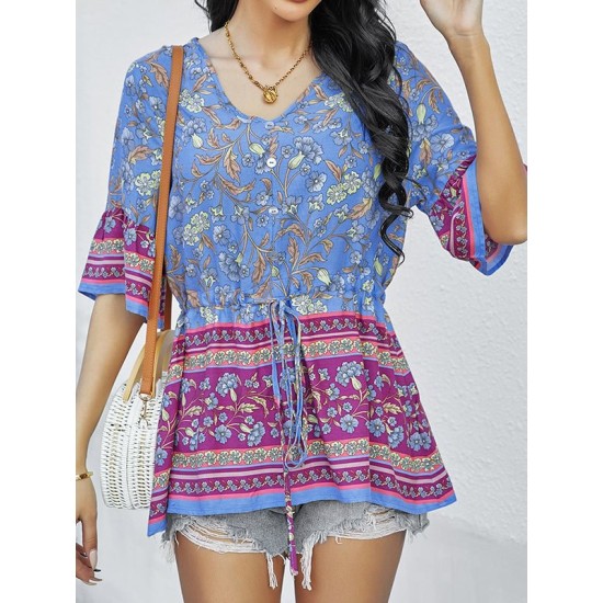 Bohemia Loose Floral Printed T-Shirt Bohemia Loose Floral Printed T-Shirt