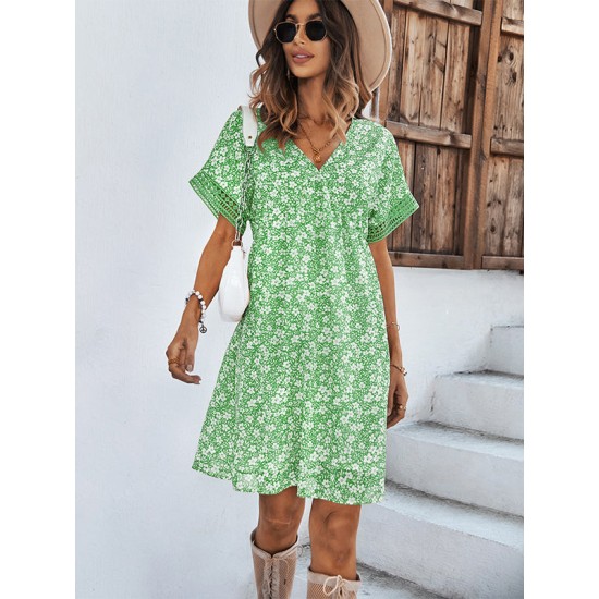 Loose A-Line Floral Printed Bohemia Dress Loose A-Line Floral Printed Bohemia Dress