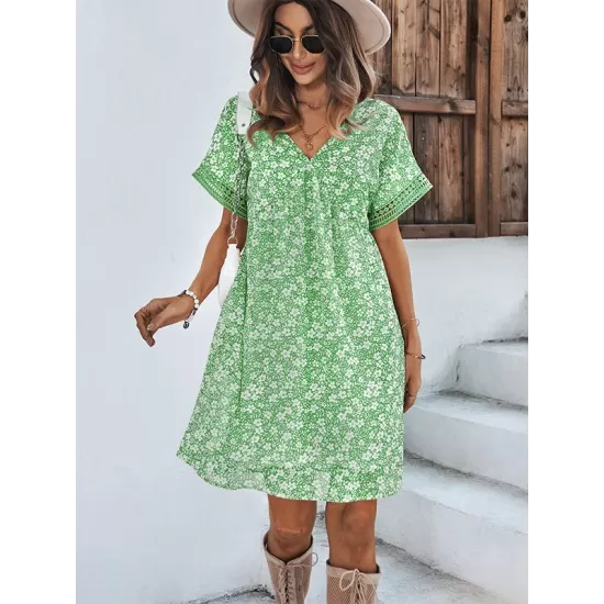 Loose A-Line Floral Printed Bohemia Dress Loose A-Line Floral Printed Bohemia Dress