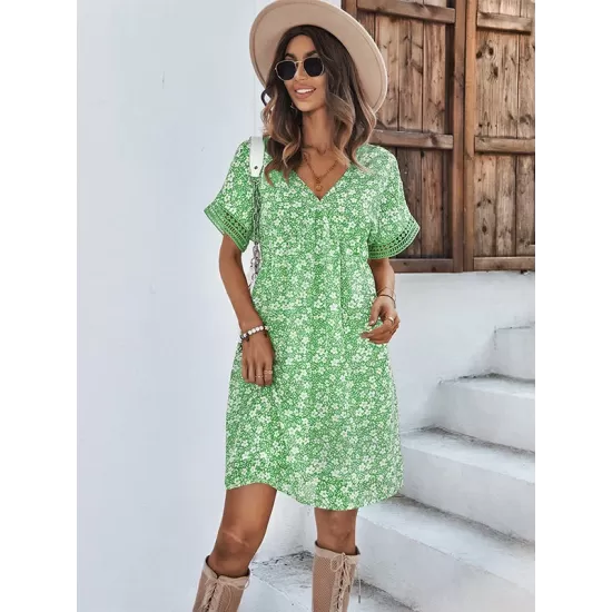 Loose A-Line Floral Printed Bohemia Dress Loose A-Line Floral Printed Bohemia Dress