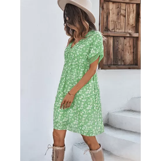 Loose A-Line Floral Printed Bohemia Dress Loose A-Line Floral Printed Bohemia Dress