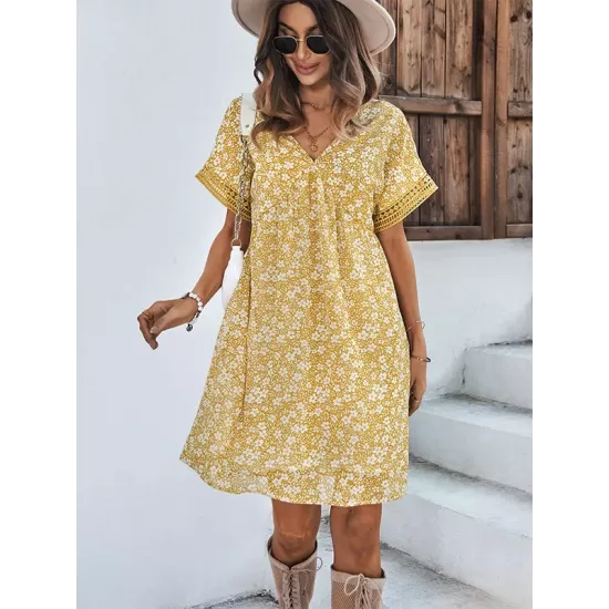 Loose A-Line Floral Printed Bohemia Dress Loose A-Line Floral Printed Bohemia Dress